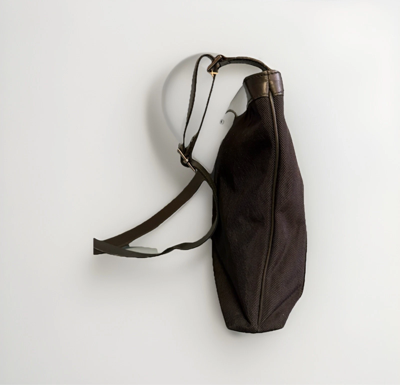 DELL’GA BORSA TRACOLLA IN TESSUTO E PELLE NERA