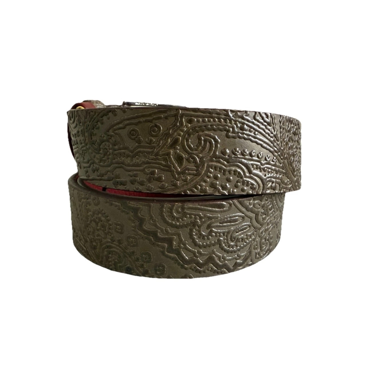 CINTURA ARTIGIANALE VERA PELLE REVERSIBILE GRIGIO/ROSSO