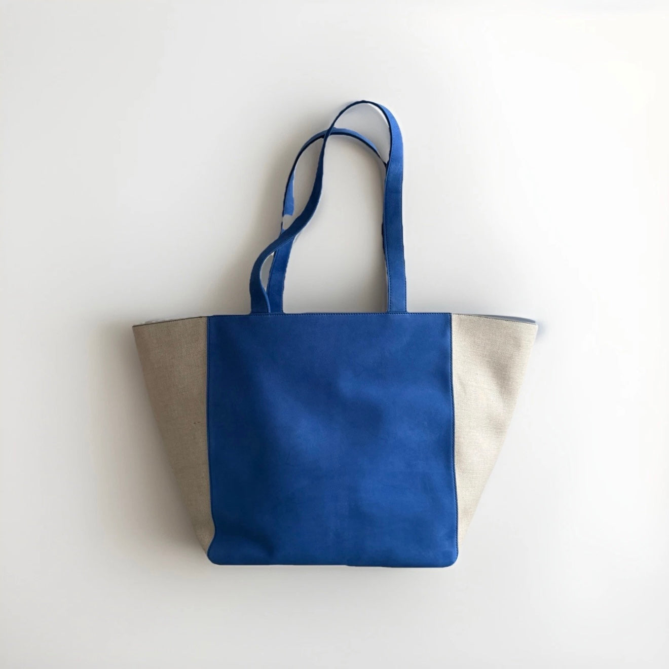 MUTH BAGS TOTE BAG ERA BORSA SHOPPING BAG ARTIGIANALE VERA PELLE SCAMOSCIATA BLU