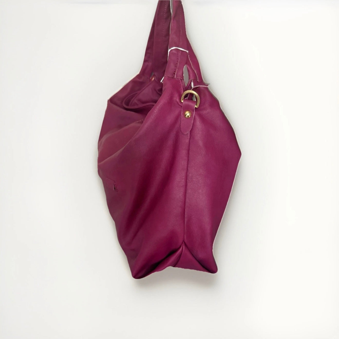 Borsa Sacca Artigianale in Vera pelle Fucsia