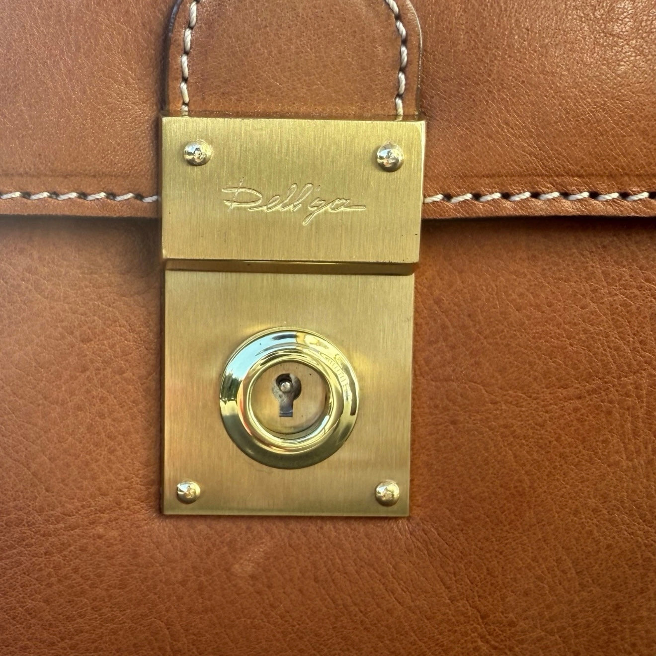 DELL'GA CARTELLA PICCOLA DA LAVORO ARTIGIANALE PELLE MARRONE