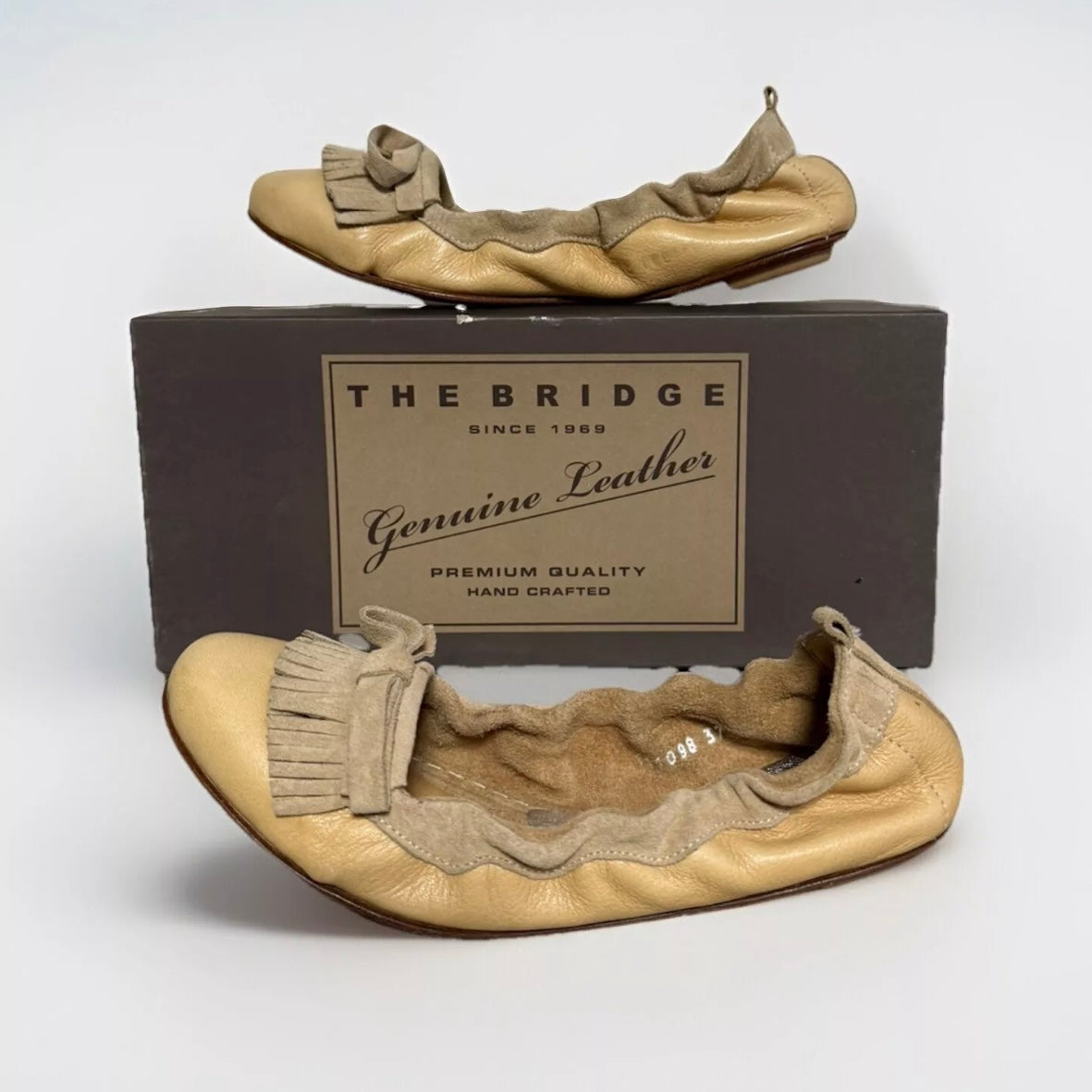 THE BRIDGE BALLERINE IN VERA PELLE FIORE E SCAMOSCIATA BEIGE