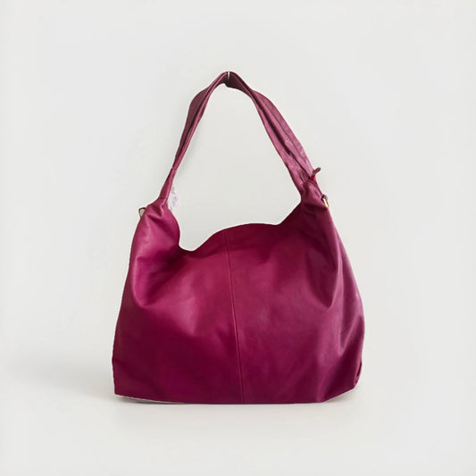 Borsa Sacca Artigianale in Vera pelle Fucsia