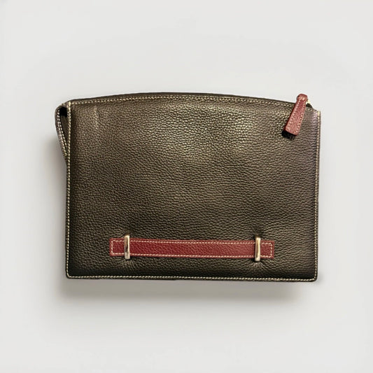 DELL'GA CARTELLA  DA LAVORO ARTIGIANALE PELLE NERA