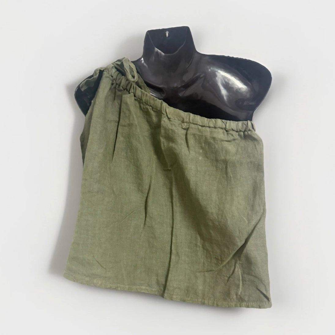PEDRA NIGRA TOP MONOSPALLA DONNA LINO VERDE OLIVA