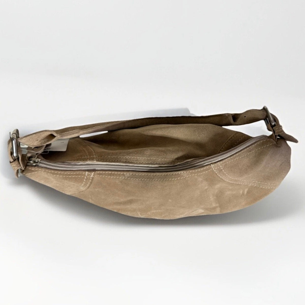 BORSA SHOPPING ARTIGIANALE VERA PELLE SCAMOSCIATA BEIGE