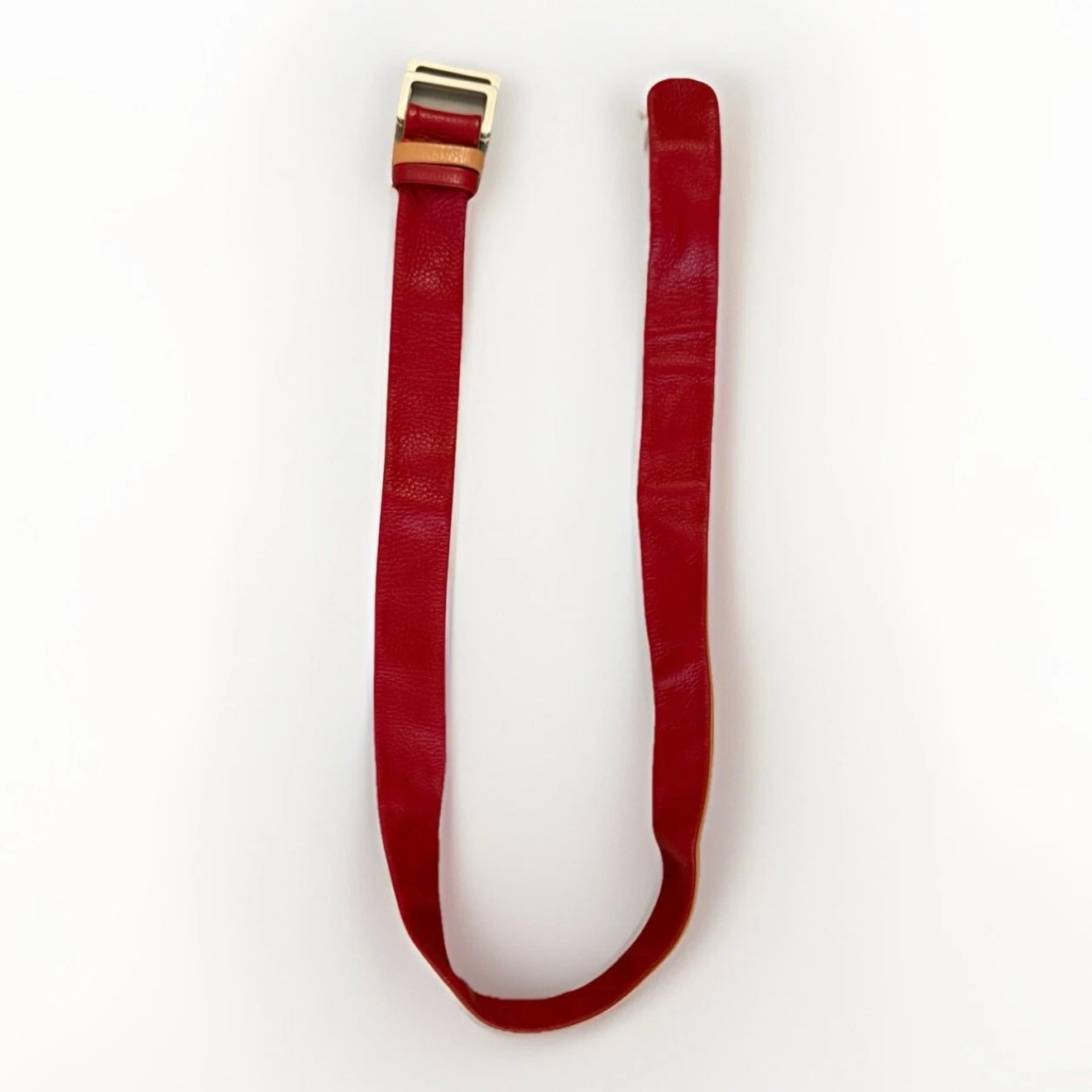 CINTURA ARTIGIANALE VERA PELLE REVERSIBILE MARRONE/ROSSO