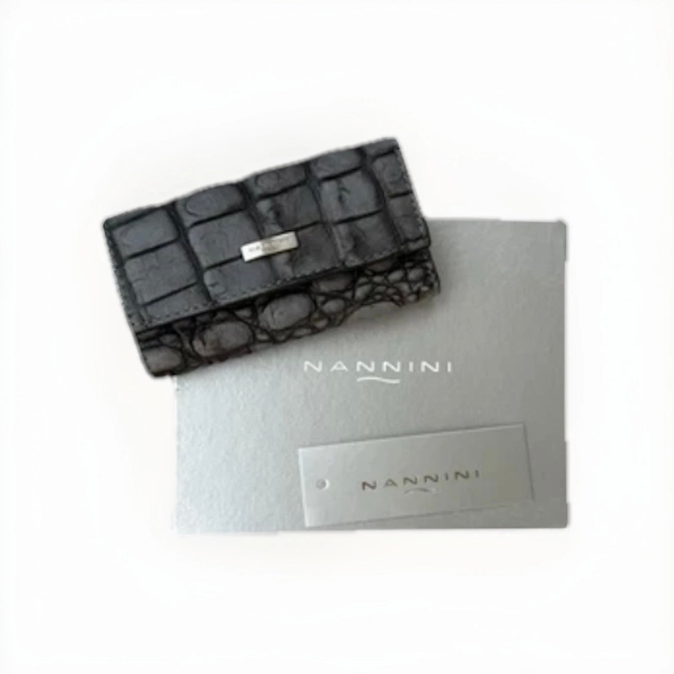 NANNINI PORTA CHIAVI DONNA IN PELLE STAMPA COCCO GRIGIO