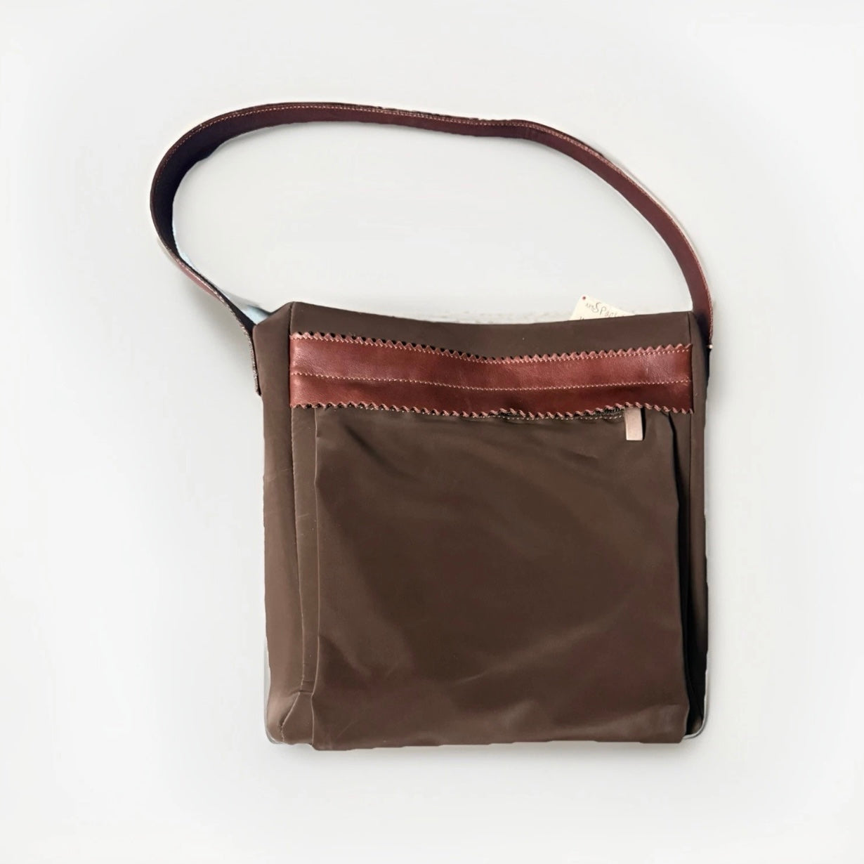 DELL’GA BORSA DA SPALLA TESSUTO TECNICO E PELLE