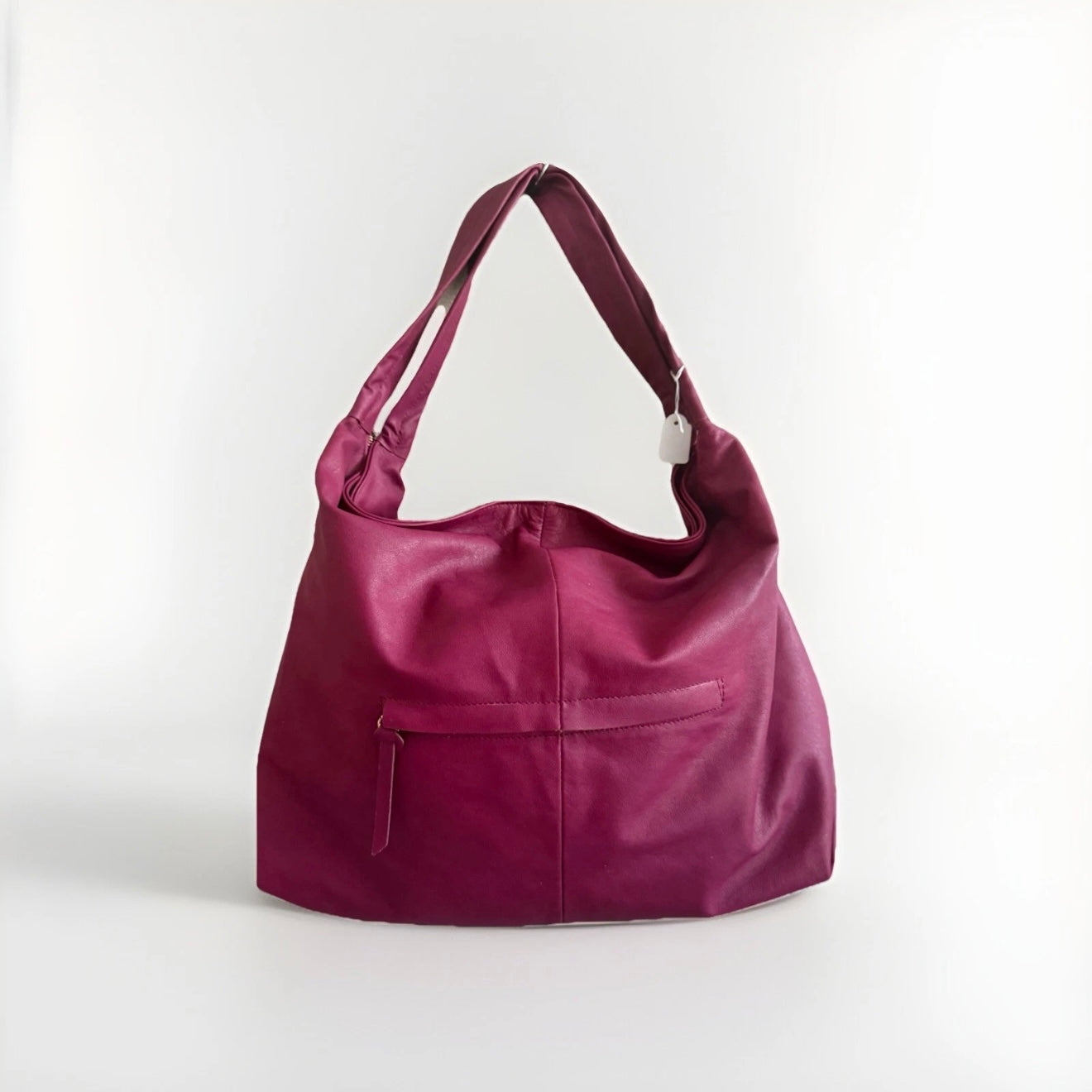 Borsa Sacca Artigianale in Vera pelle Fucsia