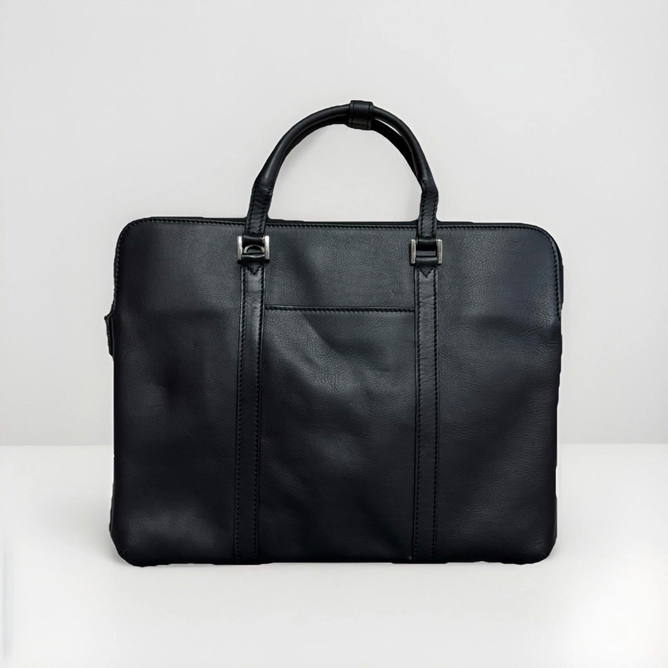 DELL'GA CARTELLA ARTIGIANALE PELLE NERA