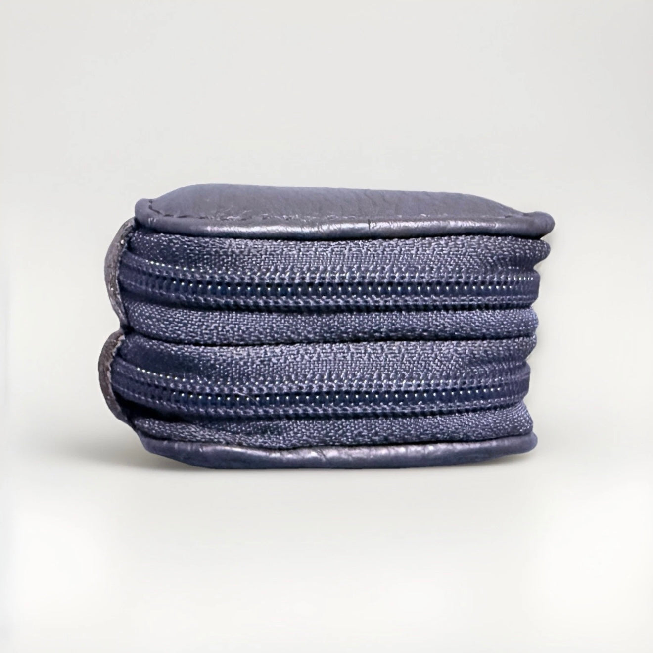 PORTACHIAVI DOPPIO ARTIGIANALE VERA PELLE BLU