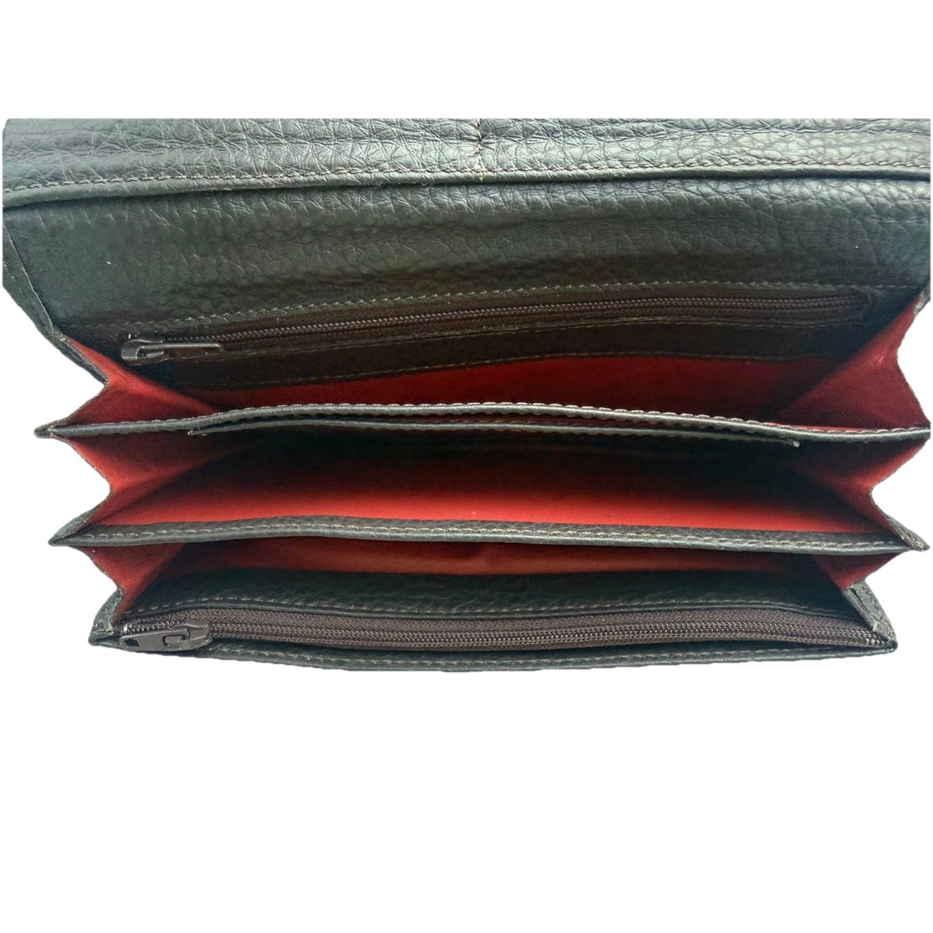 PORTAFOGLIO ARTIGIANALE VERA PRLLE MARTELLATA MARRONE SCURO