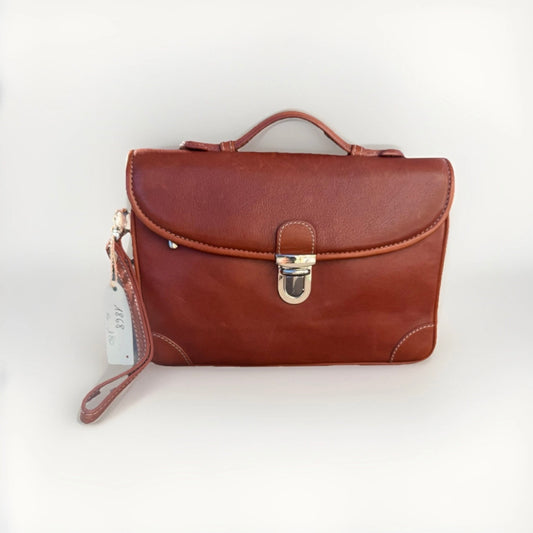 DELL'GA CARTELLA/BORSA PORTA DOCUMENTI SMALL PELLE MARRONE