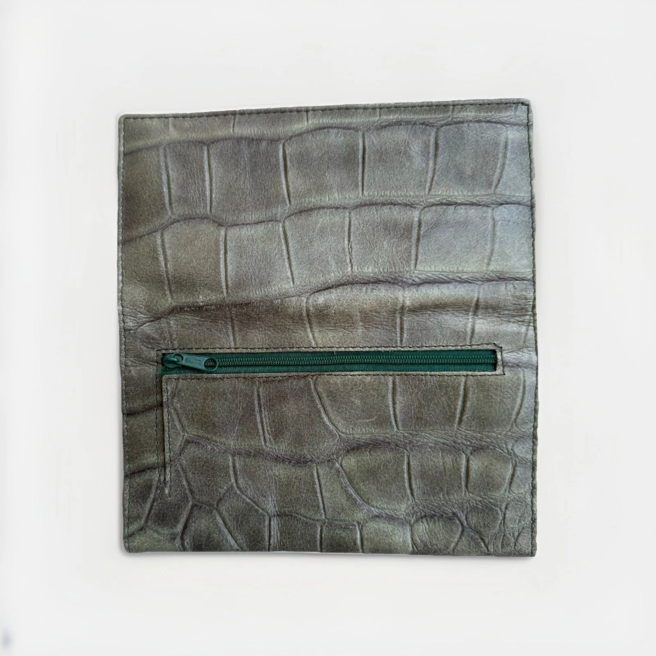 PORTAFOGLIO ARTIGIANALE VERA PRLLE STAMPA COCCO VERDE SALVIA