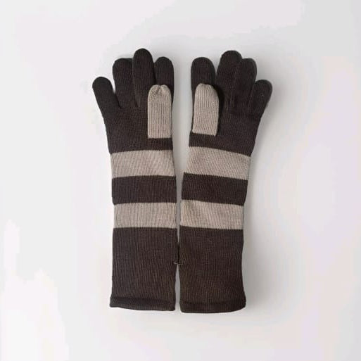 NANNINI GUANTI LUNGHI RIGHE MARRONE BEIGE