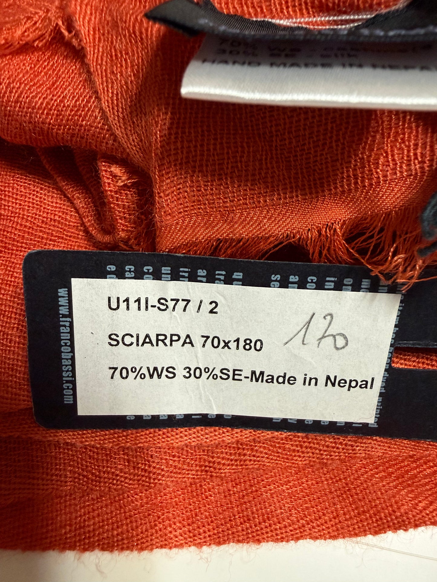 FRANCO BASSI SCIARPA ARANCIONE UNISEX CACHEMIRE E SETA
