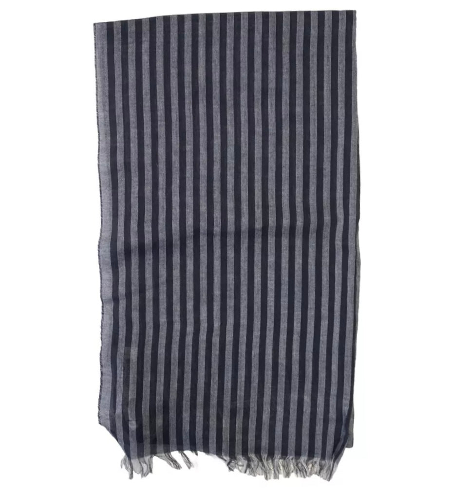 DONDUP SCIARPA COTONE RIGHE GRIGIO-NERO UNISEX