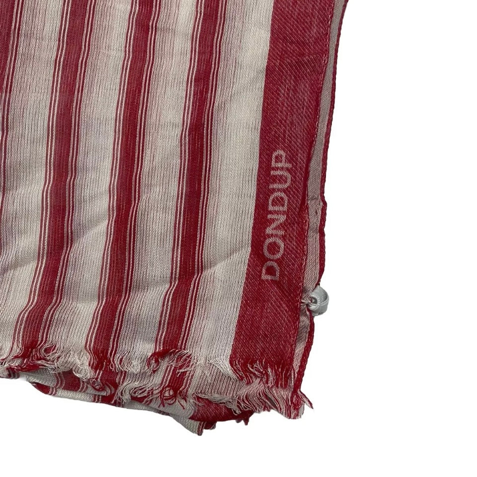 DONDUP SCIARPA RIGHE MISTO SETA ROSSO BIANCO UNISEX