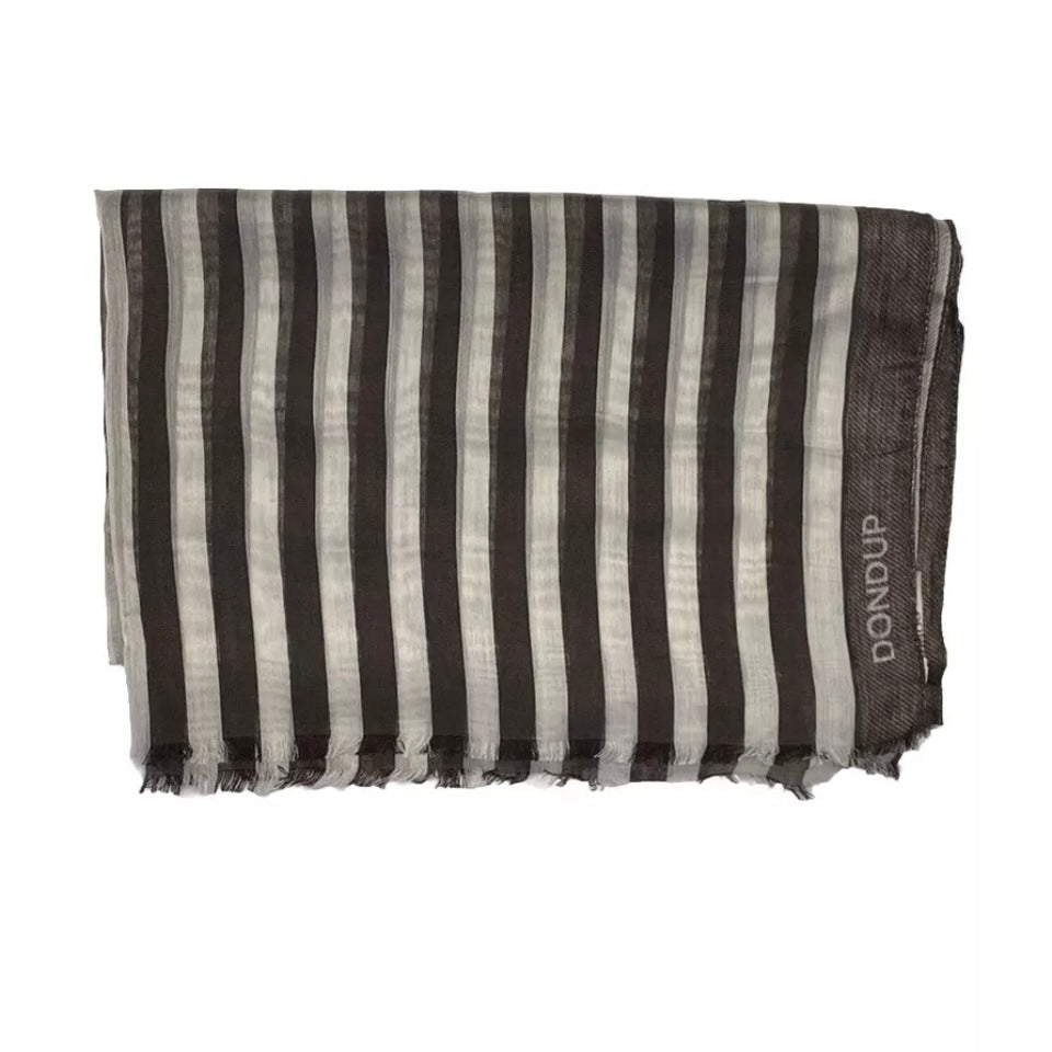 DONDUP SCIARPA RIGHE MISTO SETA MARRONE BIANCO UNISEX