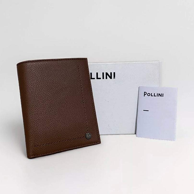 POLLINI PORTAFOGLIO UOMO VERA PELLE MARRONE