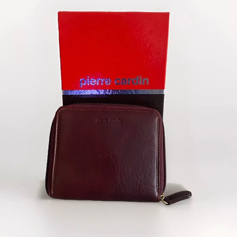 PIERRE CARDIN PORTAFOGLIO DONNA LIBRO PELLE MARRONE COGNAC