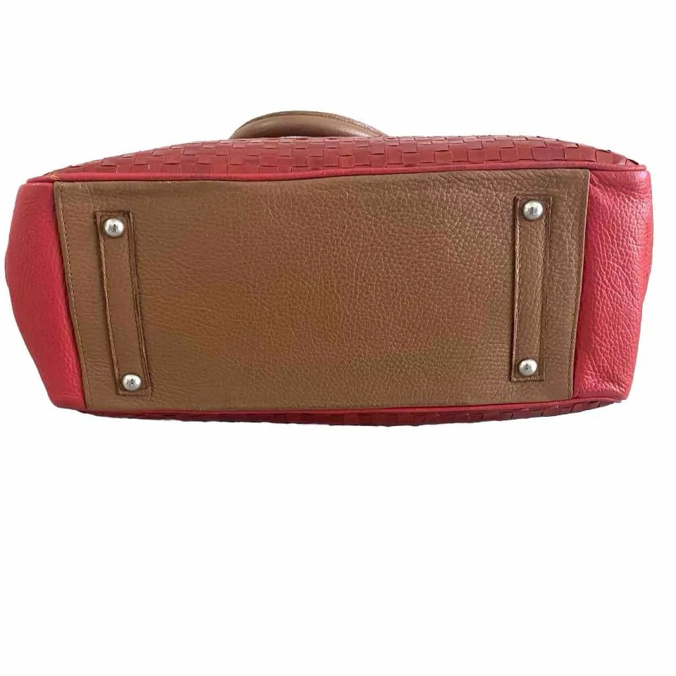 BORSA ARTIGIANALE  VERA PELLE INTRECCIATA ROSSA