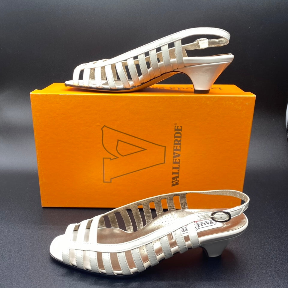 VALLEVERDE SANDALI IN PELLE VERNICE BIANCO