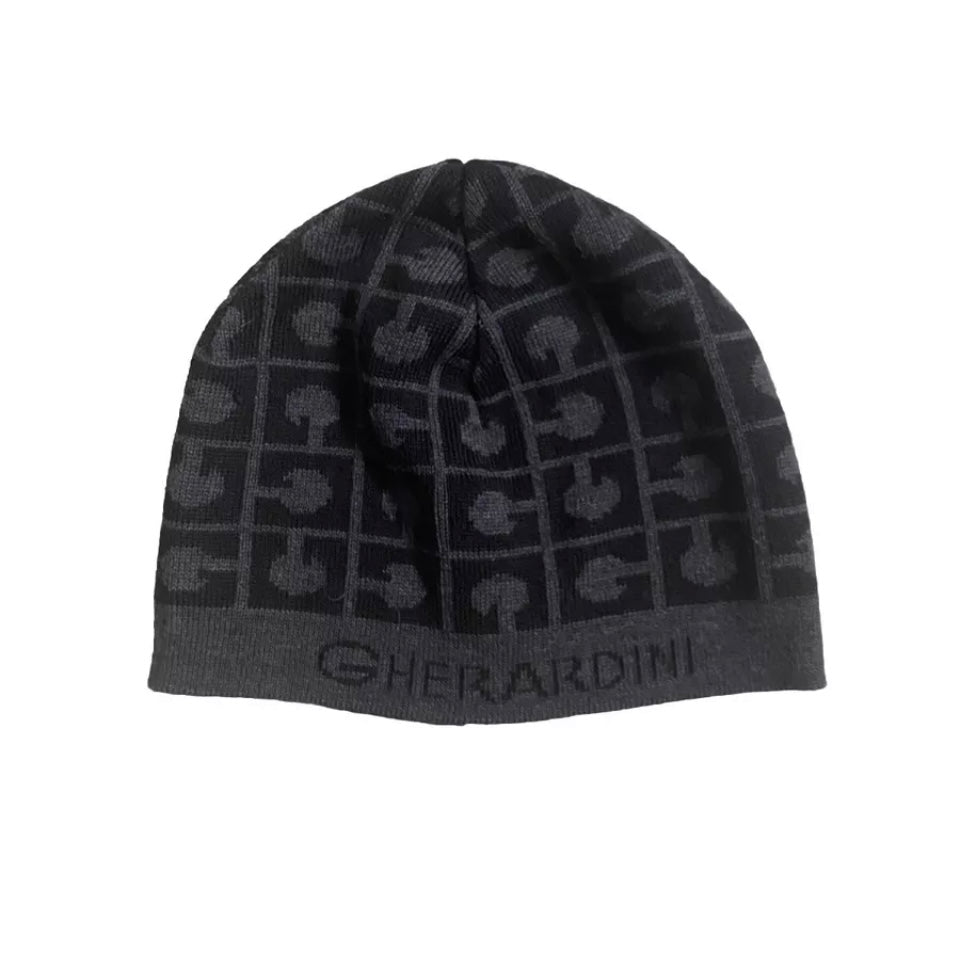 GHERARDINI CAPPELLO CUFFIA LANA GRIGIO NERO UNISEX