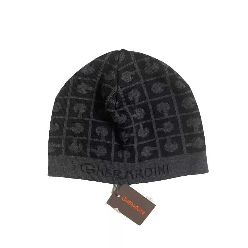GHERARDINI CAPPELLO CUFFIA LANA GRIGIO NERO UNISEX