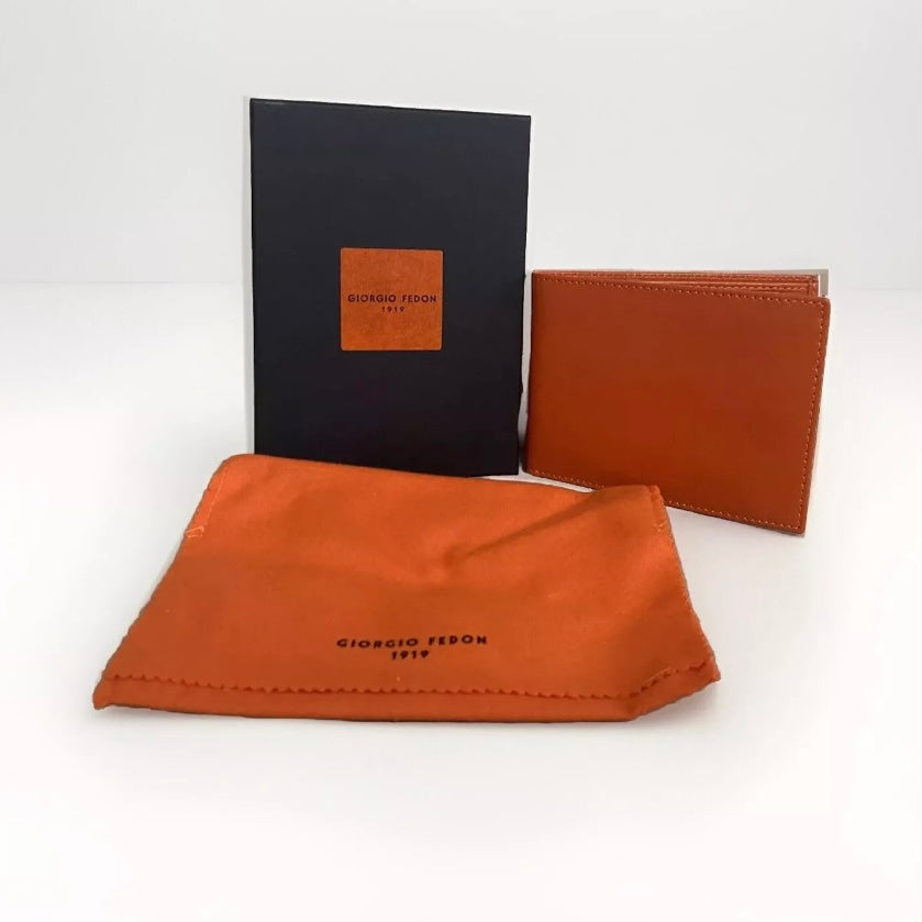 GIORGIO FEDON PORTAFOGLIO UOMO VERA PELLE ARANCIONE