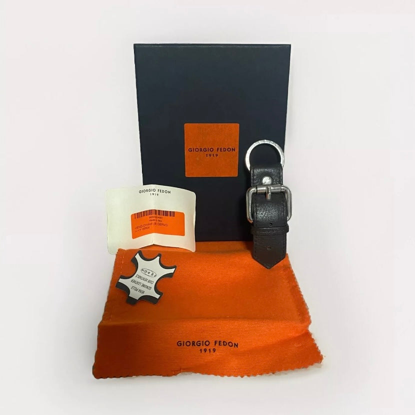 GIORGIO FEDON 1919 PORTACHIAVI IN PELLE DI CERVO MARRONE