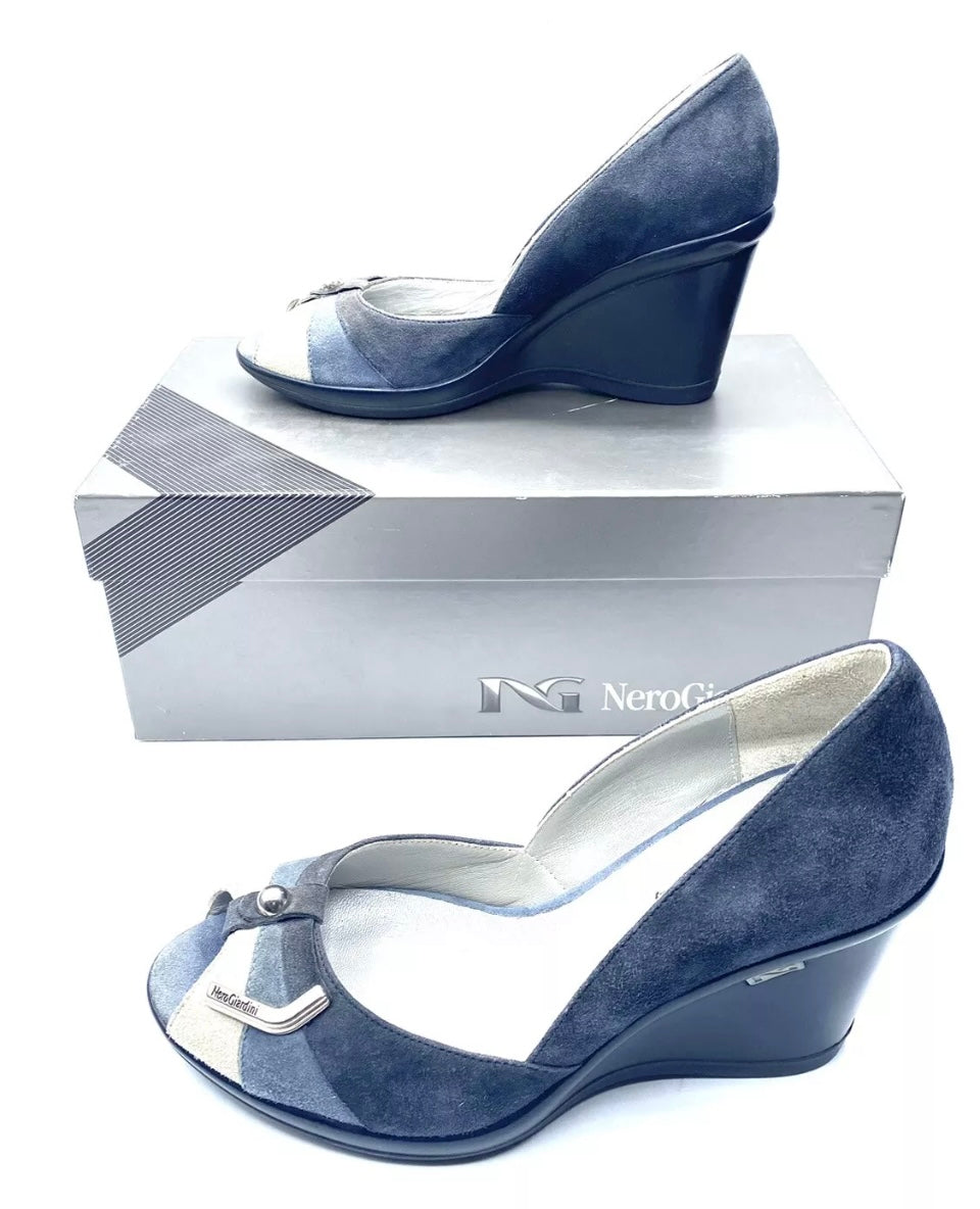 NEROGIARDINI SCARPA DECOLLETE SCAMOSCIATA BLU