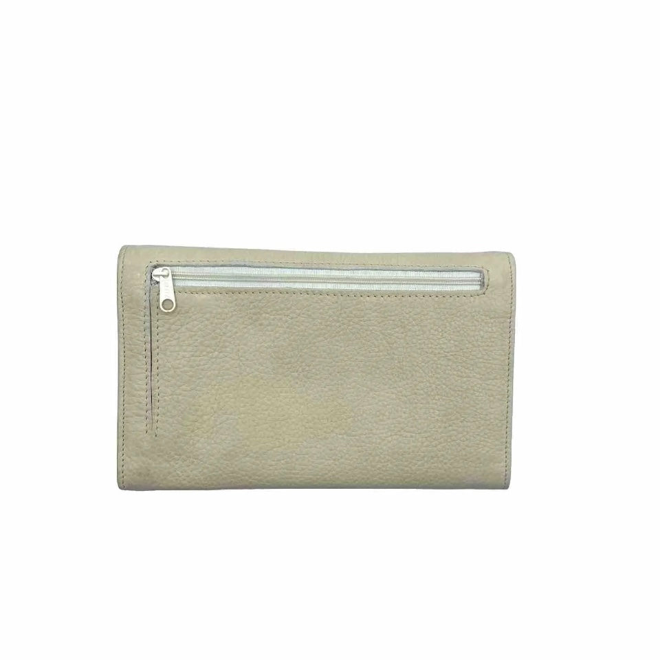 Portafoglio Artigianale Vera Pelle Beige