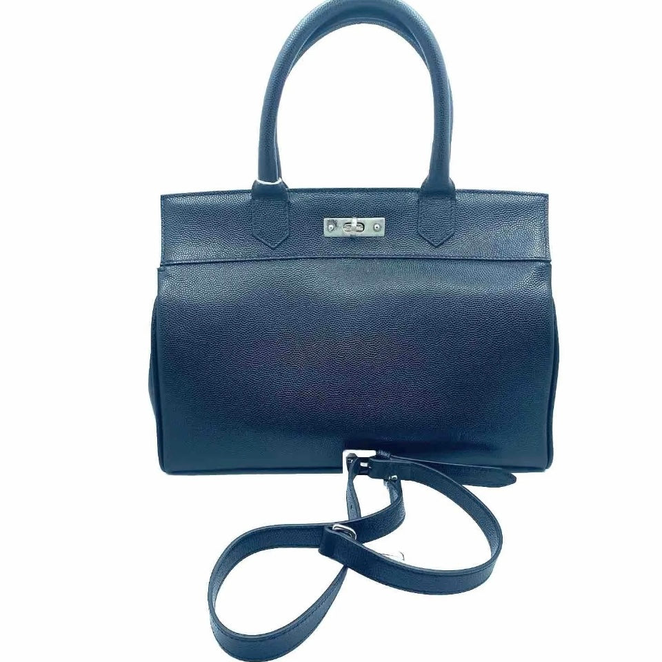 Borsa Bauletto Artigianale in Vera pelle Martellata Nera