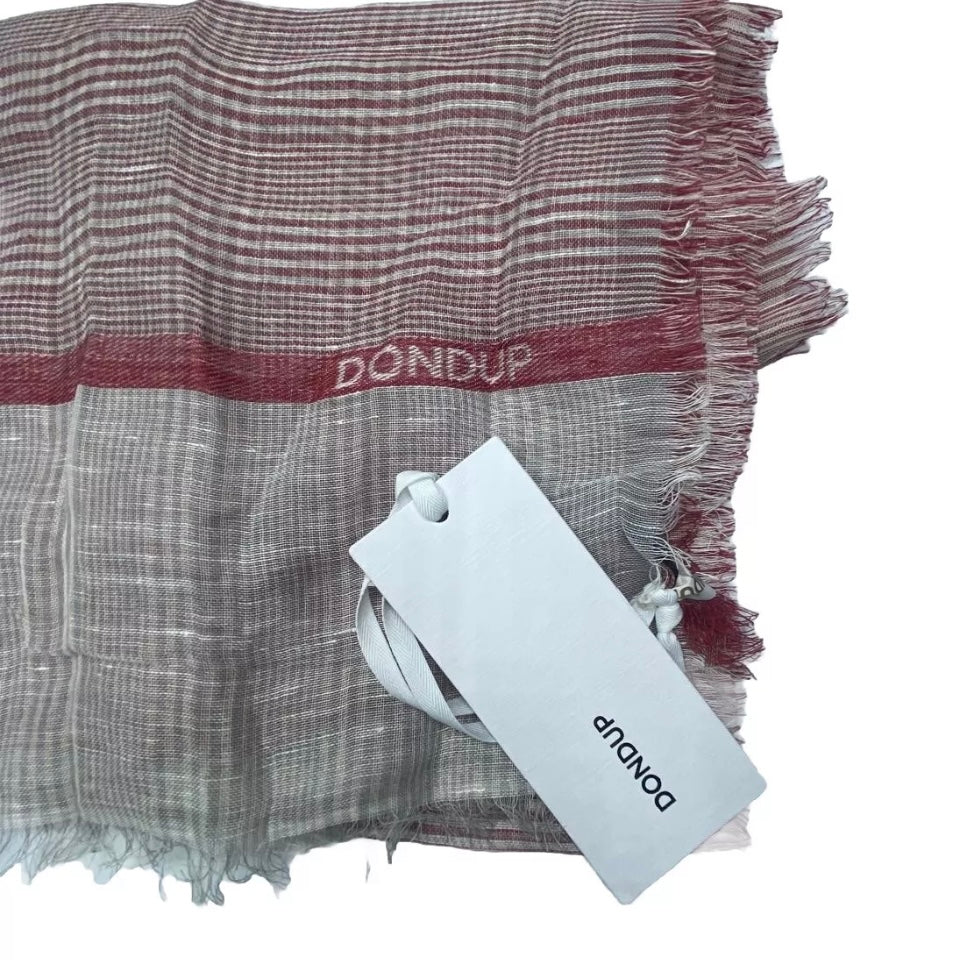 DONDUP SCIARPA ROSSA SCOZZESE MISTO LINO UNISEX