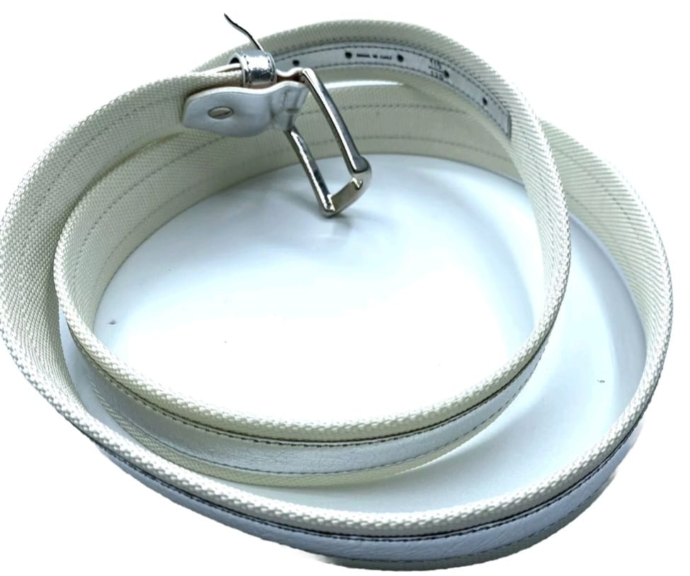 ANDERSON'S CINTURA INNTESSUTO E PELLE BIANCO/ARGENTO