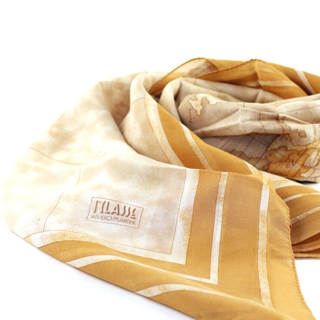 ALVIERO MARTINI 1^ CLASSE FOULARD SETA GEO BEIGE