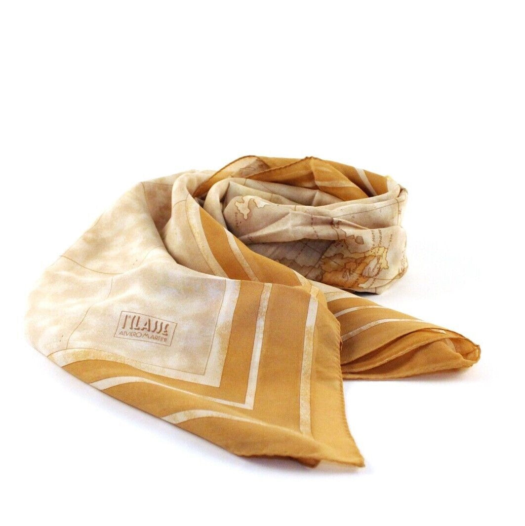 ALVIERO MARTINI 1^ CLASSE FOULARD SETA GEO BEIGE