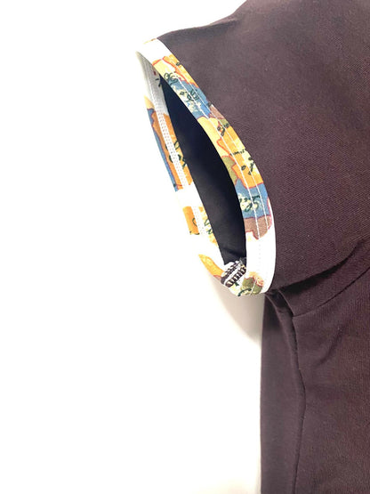 ALVIERO MARTINI 1^ CLASSE T-SHIRT DONNA MARRONE CON BORDI FANTASIA GEO