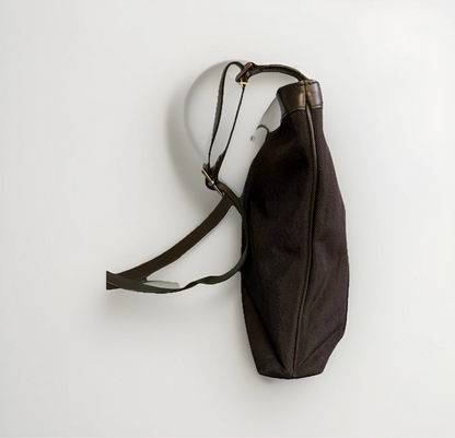 DELL’GA BORSA TRACOLLA IN TESSUTO E PELLE NERA