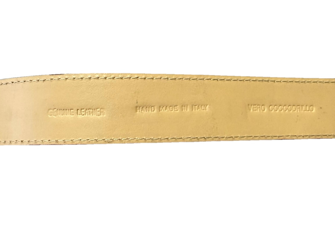 CINTURA PATCHWORK UNISEX BANDIERE DEL MONDO IN PELLE E VERO COCCODRILLO