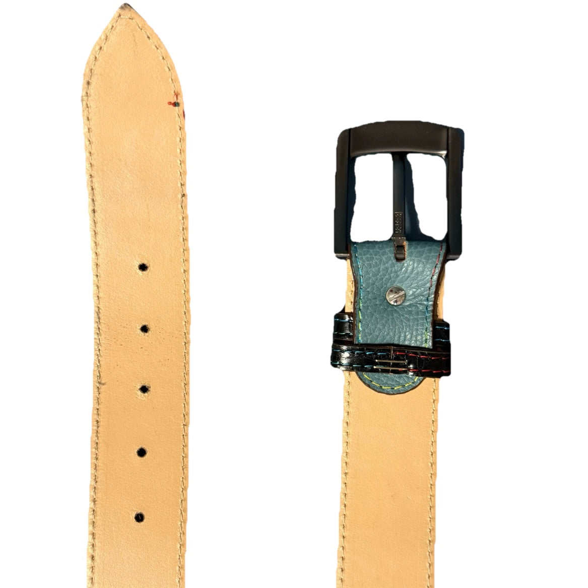 CINTURA PATCHWORK UNISEX BANDIERE DEL MONDO IN PELLE E VERO COCCODRILLO