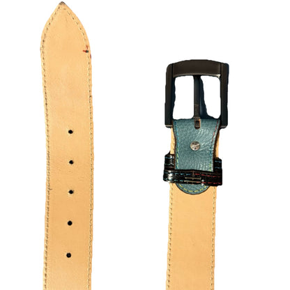 CINTURA PATCHWORK UNISEX BANDIERE DEL MONDO IN PELLE E VERO COCCODRILLO