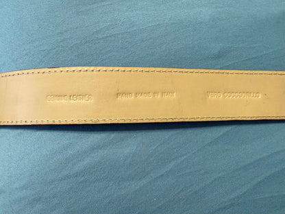 CINTURA PATCHWORK UNISEX BANDIERE DEL MONDO IN PELLE E VERO COCCODRILLO