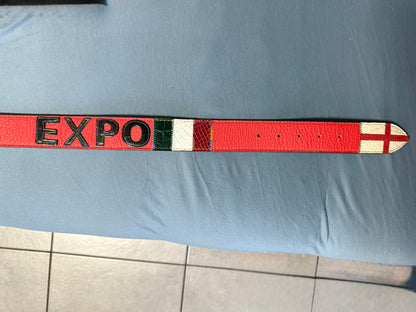 CINTURA PATCHWORK UNISEX BANDIERE DEL MONDO IN PELLE E VERO COCCODRILLO