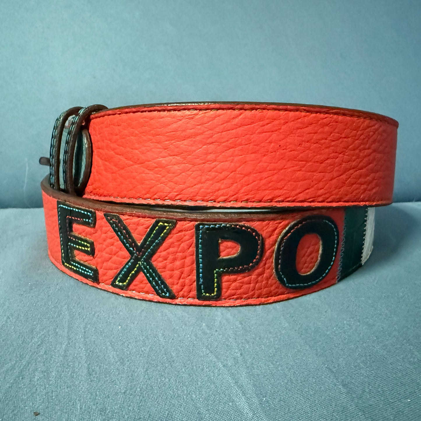 CINTURA PATCHWORK UNISEX BANDIERE DEL MONDO IN PELLE E VERO COCCODRILLO