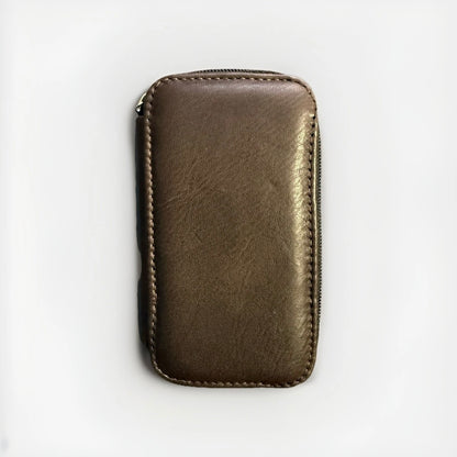 PORTACHIAVI DOPPIO ARTIGIANALE VERA PELLE MARRONE