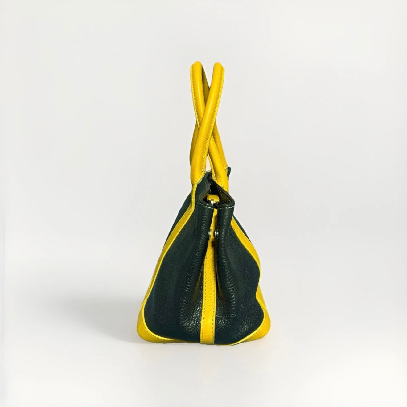 DELL’GA BORSA BICOLORE PELLE NERO GIALLO