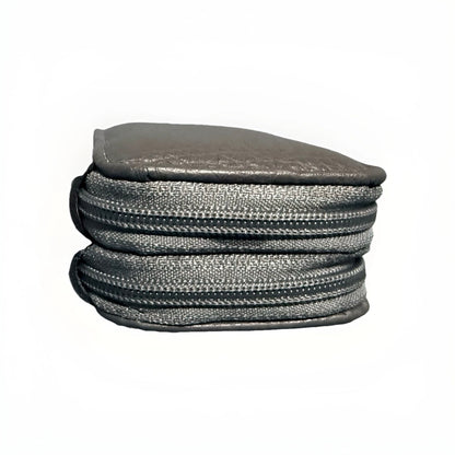 PORTACHIAVI DOPPIO ARTIGIANALE VERA PELLE GRIGIO